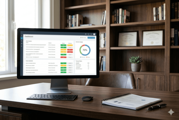Senior architect working environment — structured governance dashboard